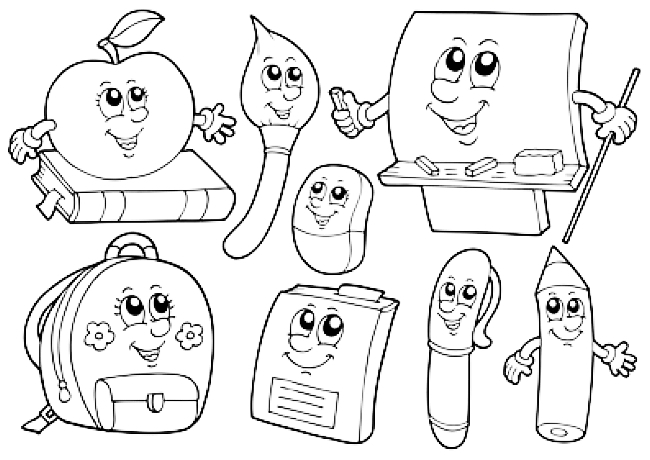 Przybory szkolne kolorowanki